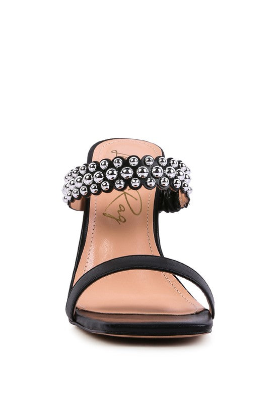 BELLAS HIGH HEEL METAL BALL SANDALS
