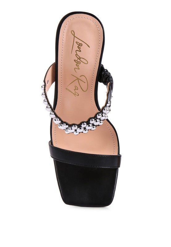 BELLAS HIGH HEEL METAL BALL SANDALS