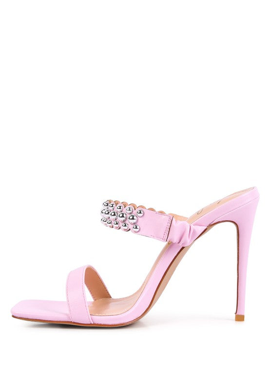 BELLAS HIGH HEEL METAL BALL SANDALS