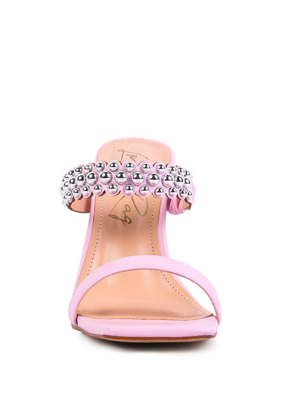 BELLAS HIGH HEEL METAL BALL SANDALS